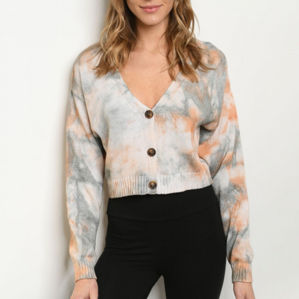Tie Dye Button Down Cardigan Sweater - Picture 2 of 3